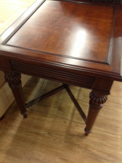 End Table- Dark Wood & Glass