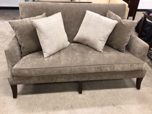 Custom Grey Velvet Love Seat W/4 Pillows