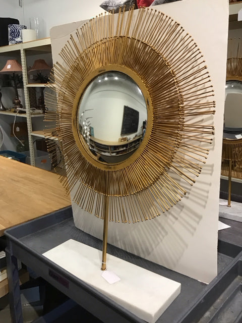 32"Rd Gold Metal Starburst Sculpture on Marble