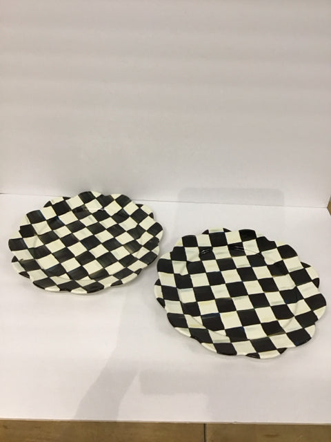 Pair Mackenzie Childs Courtly Check Dinner Plates