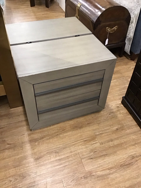 2-Drawer Grey Wood Nightstand