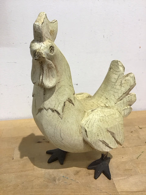 12" Resin Cream Chicken Sculpture