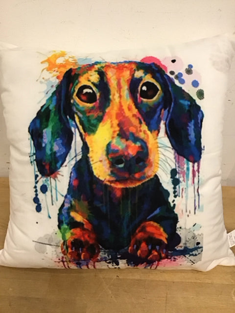 16" Colorful Dachshund Pillow