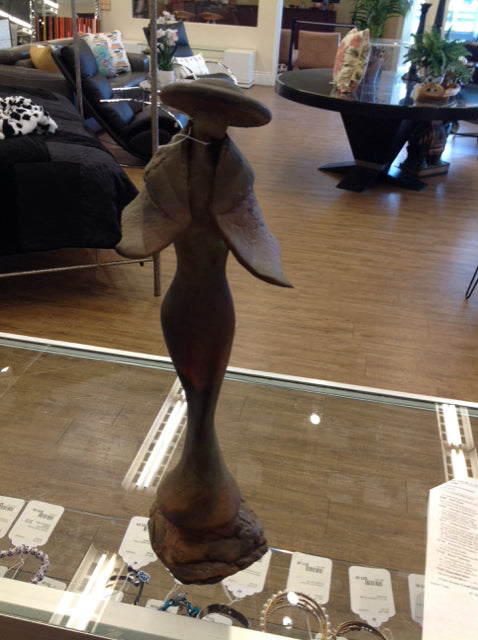 18" Raku Female Sculpture By George Zaro Tudzarov