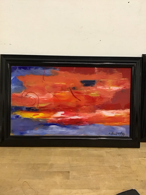 26"x17" Abstract Painted Glass Art