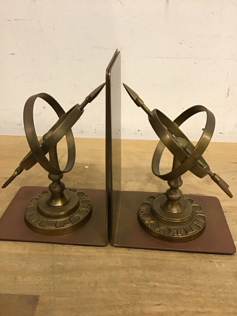 6.5" Pair Brass Armillary Sphere Bookends