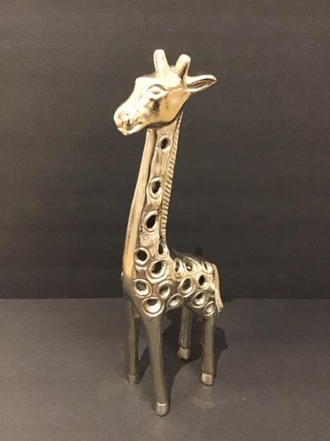 15" Silver Metal Giraffe