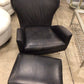 AS-IS West Elm Hemming Leather Swivel Chair & Ottoman (Some Wear)