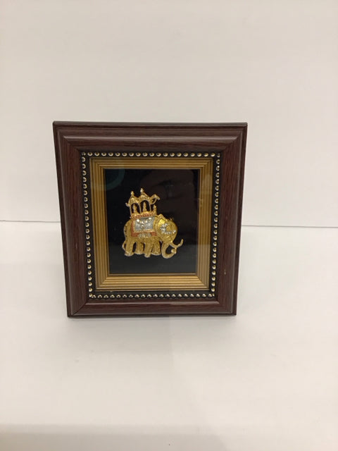 4.5"x5" Framed Gold Royal Decorated Elephant