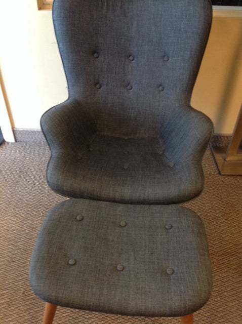 Chair- Modani Grey Fabric & Ottoman