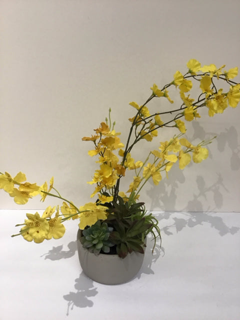 Dancing Lady Yellow Orchid Floral Ceramic Vase