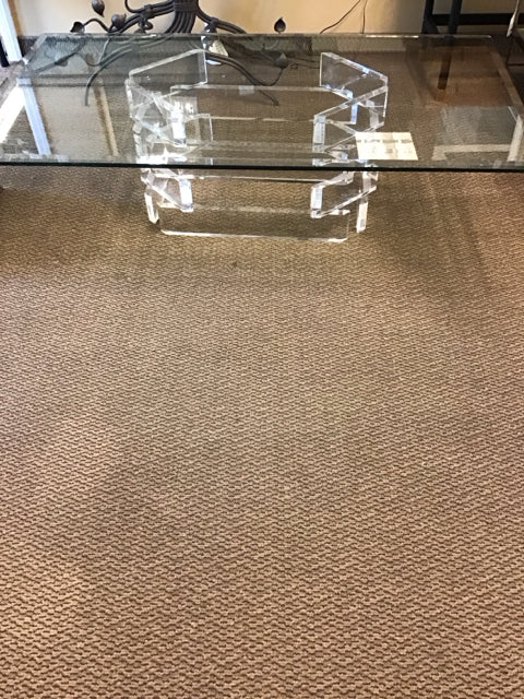 Geometric Base W/54"x30" Glass Coffee Table