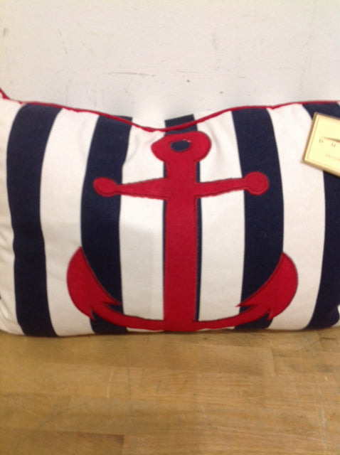 Pillow- 18" Blue & White Stripe Anchor