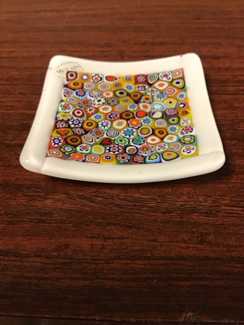 3" Murano Black Art Glass Trinket Dish