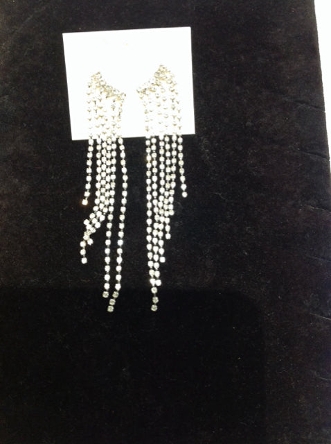 Silver Rhinestones Dangling Earrings