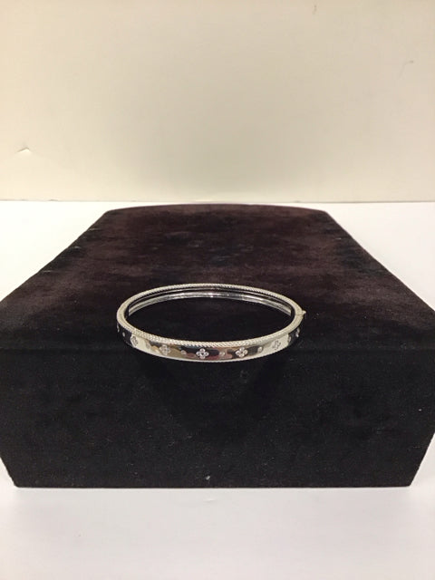 Van Cleef Style Silver Cuff Bracelet w/Latch