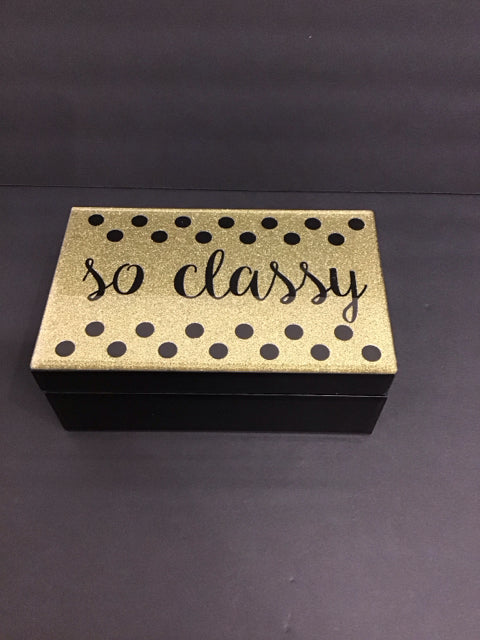 Black Glass Box w/Gold "So Classy"