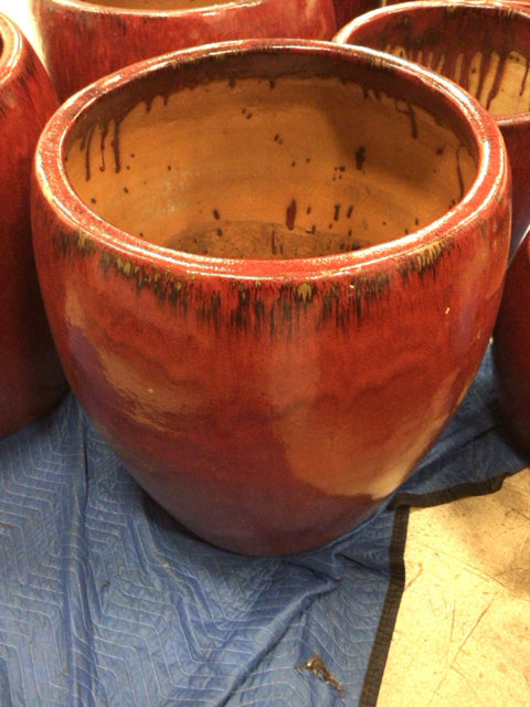 31 1/2" Red Ceramic Drip Glaze Planter