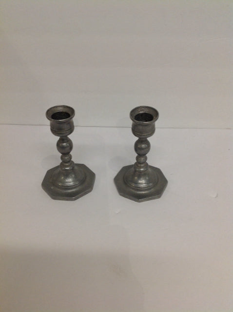 4.5" Pair Pewter Candle Stick Holders
