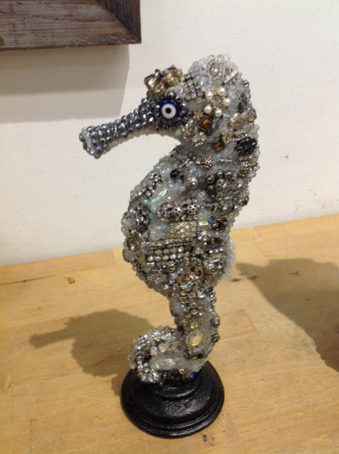 12" X 5" Silver Seahorse By Susan David