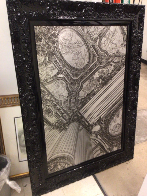 41 3/4" X 56 3/4" L'Opara Paris II Black Lacquered Framed Wall Decor