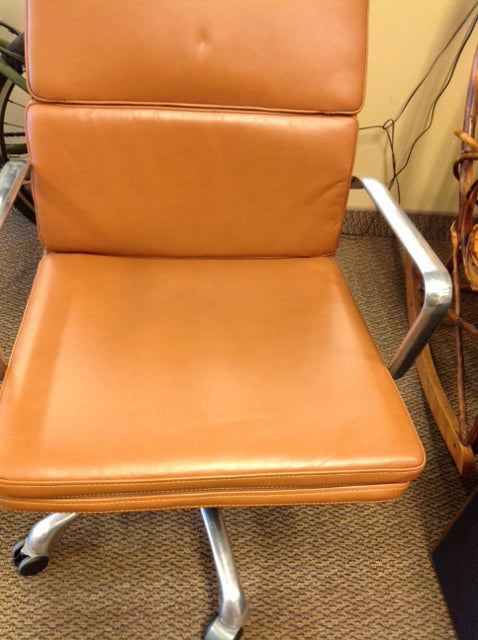 Desk Chair- P B Saddle Leather & Chrome Adjustable