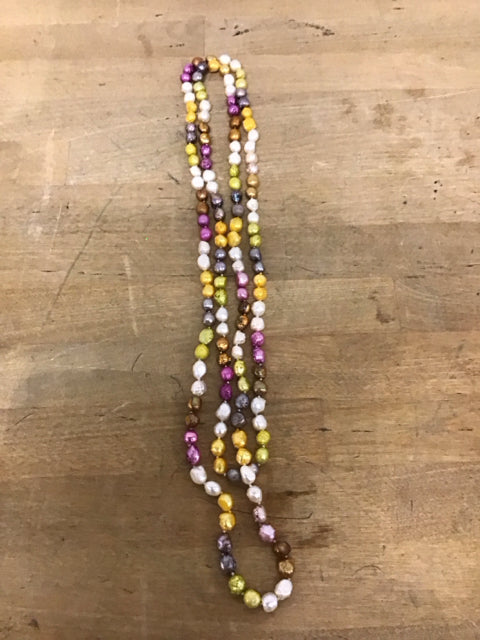 Long Multi Color Freshwater Pearl Necklace