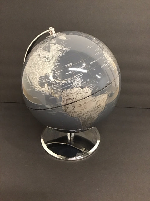 12" Grey/Silver Globe w/Chrome Base
