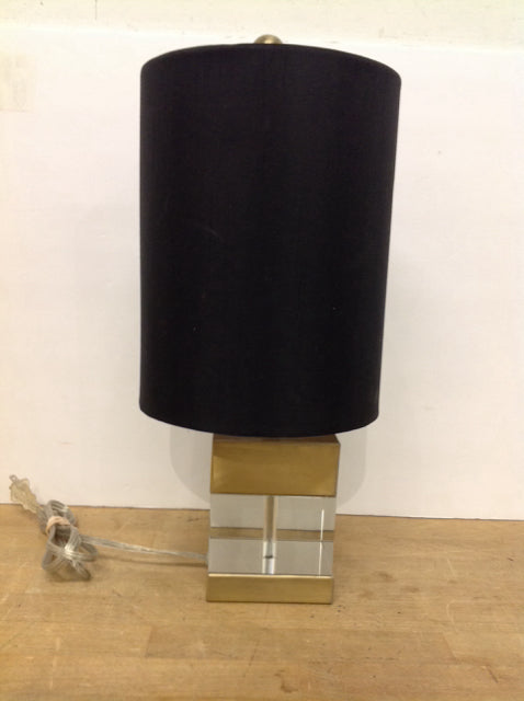16" Brass/Glass Base Lamp w/Shade