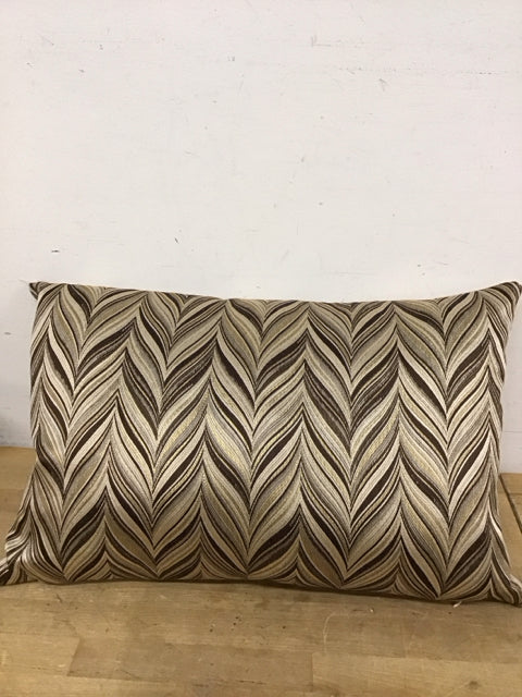 24"x16" Beige Brown Gold Chevron Lumbar Pillow