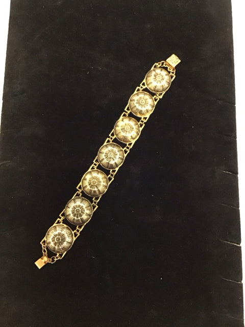 Gold Toledo Damascene Etched Bracelet