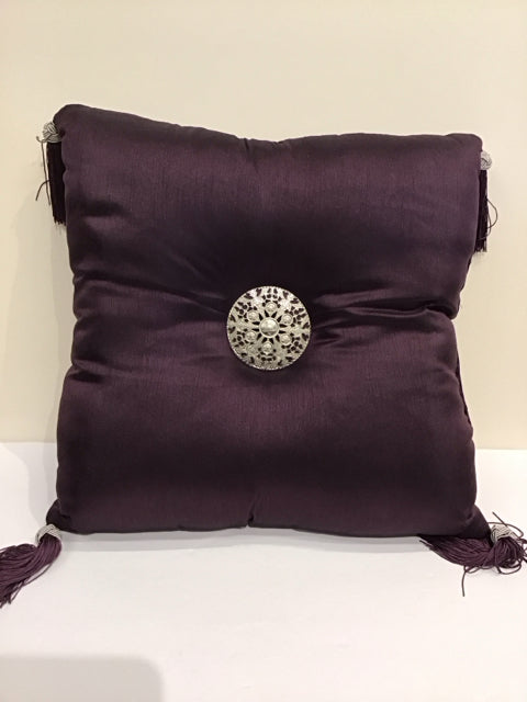 Purple Pillow w/Metal Medallion Fringes