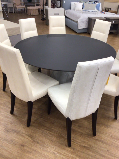 Roche Bobois Aqua Round Stone Top Pedestal Dining Table