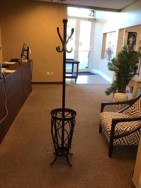 69" Black Metal Coat Rack/Umbrella Holder