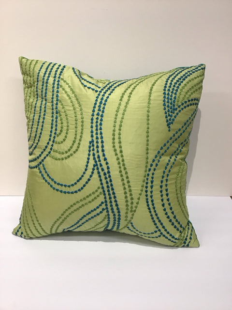 Green Pillow w/Blue Green Embroidery