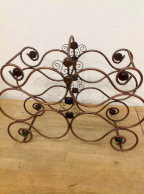 16" Copper Metal Glass Wine Rack