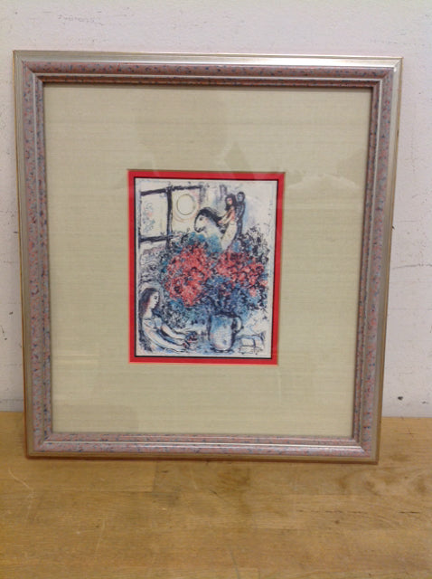 13.5x15 Chagall "The Lovers" Signed on the Stone