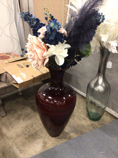 Z Gallerie Red Floor Vase W/Floral Arrangement