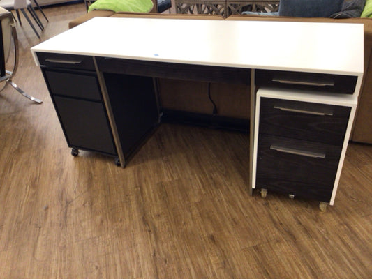 AS-IS BDI Furniture Format Desk W/File Cabinets(Marks On Top)