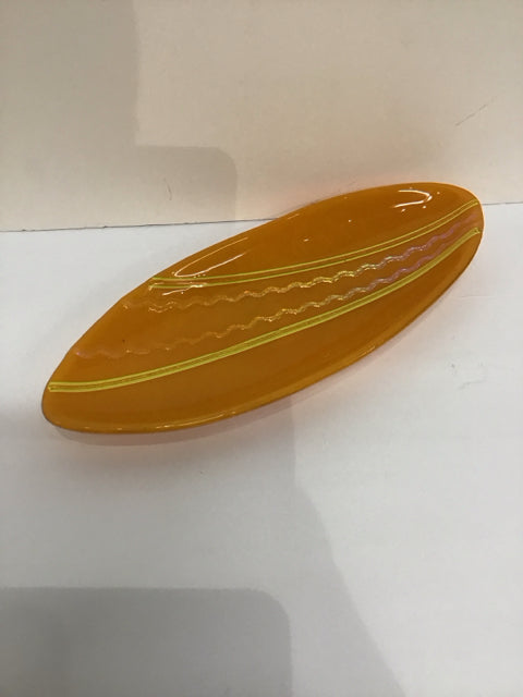 Orange Optic Surfboard Fused Glass Bowl