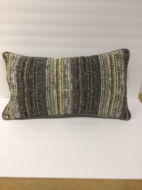 Grey/Yellow Striped Lumbar Pillow