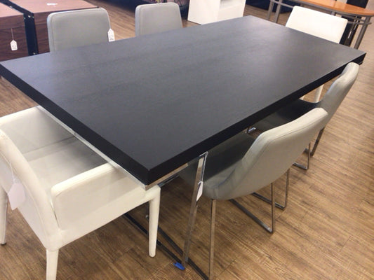 37.5 X 79 Wood/Chrome Leg Dining Table