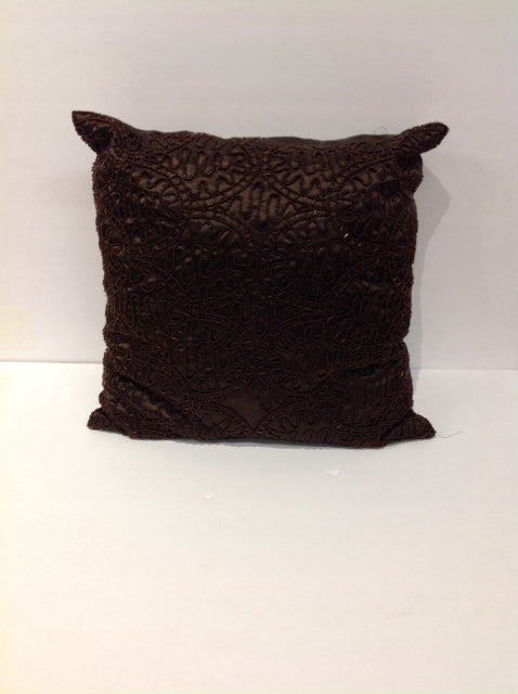 Brown Beaded Pillow