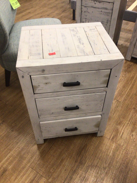 City Furniture Three Drawer Whitewashed Nightstand