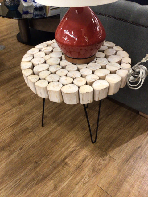 Wood Slice/Hair Pin Leg End Table