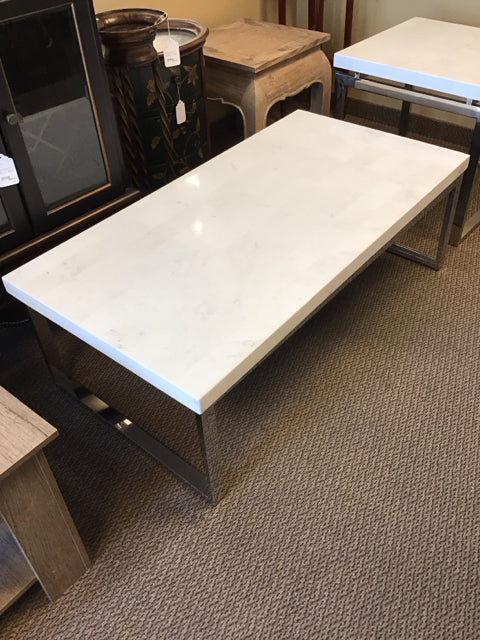 50"x26"x18" Faux Stone w/Chrome Base