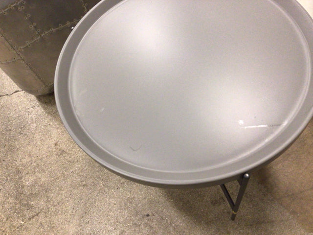AS-IS 23 1/2" Pianca Abaco Tall Round Ash Grey Coffee Table(Ring Mark On Top)