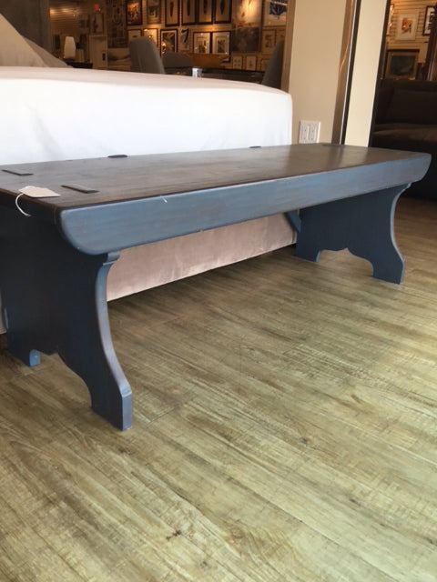 Blue Painted Wood Bench