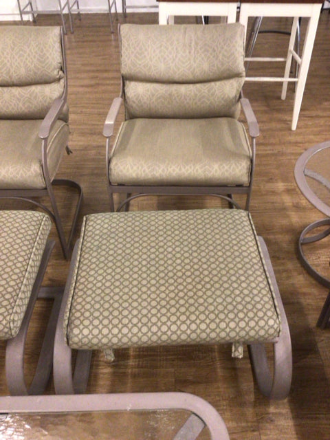 Fabric & Metal Outdoor Chair & Ottoman