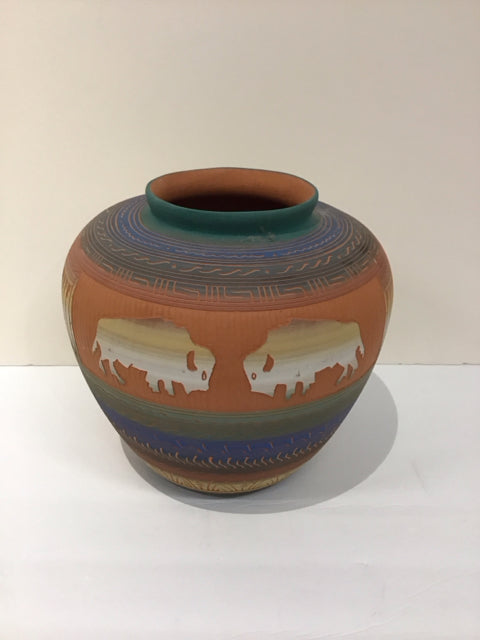 9" Navajo Carved/Painted Pottery Vase